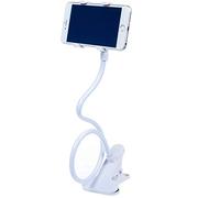BAKAJI Supporto Porta Smartphone da Tavolo con Pinza Braccio Flessibile Regolabile e Girevole a 360 Gradi Universale per Cellulari di Larghezza Fino a 11 cm Colore Bianco Lunghezza 70 cm