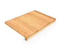 BAKAJI Tagliere Grande con Bordo, Piano di Lavoro in Legno di Bambu, con scanalatura Anti-Goccia, Ideale per Tagliare Tritare Verdura Carne e Alimenti, Colore Bamboo Naturale (56 x 38 cm)