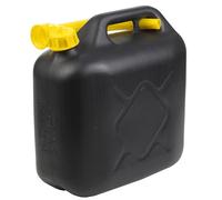 BAKAJI Tanica per Benzina, Contenitore Trasporto Carburante Omologata Capacità 10 Litri con Tappo Manico e Beccuccio Travasatore, Tubo Flessibile, Colore Nero