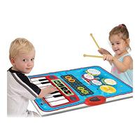 BAKAJI Tappeto Musicale Bambini da Pavimento o da Tavolo 70x45 cm Music Jam 2 in 1 Gioco Strumenti Musicali con Pianola e Batteria