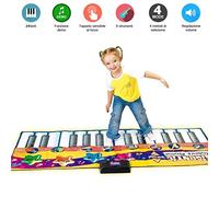 BAKAJI Tappeto Musicale Tastiera da Pavimento Giocattolo per Bambini con 8 Suoni Strumenti Musicali Funzione Registrazione e Demo Dimensione 180 x 74 cm