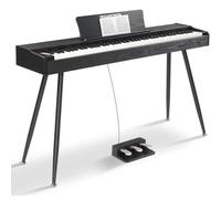 BAKAJI Tastiera Musicale Elettrica con 88 Tasti Reattivi con Pedaliera a 3 Tasti, Pianoforte con 880 Toni e 80 Brani Demo, Strumenti Musicali con Uscita per Cuffie e Connessione MID (Nero)