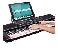 Bakaji Tastiera Musicale Pianola Elettronica 61 Tasti Luminosi Pianoforte Multifunzione con 255 Ritmi 50 Brani Preimpostati Funzione Percussione Ingresso AUX Leggio Porta Spartito/Tablet