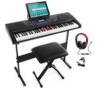 Bakaji Tastiera Musicale Pianola Elettronica 61 Tasti Luminosi Pianoforte Multifunzione con Supporto Sgabello e Cuffie 255 Ritmi50 Brani Ingresso AUX e Leggio per Smartphone/Tablet