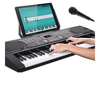 Bakaji Tastiera Musicale Pianola Elettronica 61 Tasti Pianoforte Multifunzione con 255 Ritmi 24 Brani Preimpostati Funzione Percussione Ingresso AUX Leggio Porta Spartito/Tablet e Microfono
