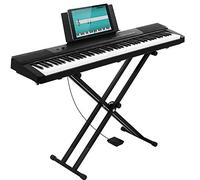 Bakaji Tastiera Musicale Pianola Elettronica 88 Tasti Semi Pesati Pianoforte Multifunzione con 140 Ritm 6 Strumenti Musicali Funzione Split Twinova Ingresso AUX USB + Pedale Leggio e Supporto
