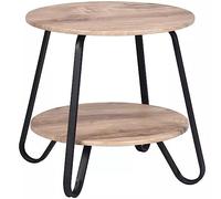 Tavolino Tavolo Moderno Design Rotondo Struttura Nera Piano Tortora Salvaspazio