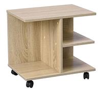 Tavolino Salotto Multifunzione Porta TV Riviste Comodino con Ruote Legno Beige