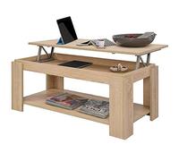 BAKAJI Tavolino da Caffè Soggiorno con Rialzo e Contenitore Tavolo Divano Salotto Design Moderno Apribile in Legno Melaminico Dimensione 100 x 50 x 43 cm (Beige)