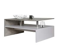 Bakaji Tavolino Divano Tavolo Caffè da Salotto Rettangolare Design Moderno in Legno MDF e Metallo con Ripiano Inferiore Arredamento Interni Dimensione 90 x 59 x 42 cm (Bianco e grigio effetto cemento)