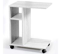 BAKAJI Tavolino Soggiorno da Caffe Porta PC Tavolo Salotto Laterale Divano in Legno MDF con 2 Ripiani Libreria Design Moderno con Ruote 45 x 30 x 56 cm