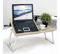 BAKAJI Tavolino Vassoio da Letto Divano per Notebook PC Laptop Pieghevole Leggio 65x30cm, Tavolino Colazione da Letto (Bianco)