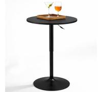 BAKAJI Tavolo da Bar Girevole Rotondo con Altezza Regolabile da 70 a 91 cm, Tavolino Alto Tondo per Ristoranti con Diametro Piano 60 cm, Struttura in Metallo Cromato Ideale per Soggiorno, Nero