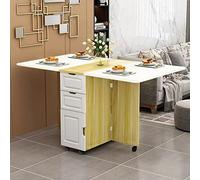BAKAJI Tavolo da Pranzo Tavolino Pieghevole Mobile Cucina con Scaffali Armadietto Salvaspazio Portaoggetti con Ante Ripiani Ruote Scrivania Multiuso in Legno MDF Design Moderno Arredamento