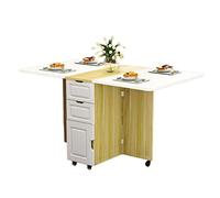 BAKAJI Tavolo da Pranzo Tavolino Pieghevole Mobile Cucina con Scaffali Armadietto Salvaspazio Portaoggetti con Ante Ripiani Ruote Scrivania Multiuso in Legno MDF Design Moderno Arredamento