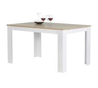 BAKAJI Tavolo Sala da Pranzo Cucina Forma Rettangolare Design Moderno in Legno MDF Finitura in Melammina Dimensione 120 x 80 x 74 cm Arredamento Casa (Bianco e cero)