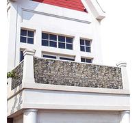 BAKAJI Telo Copertura Frangivista Frangivento per Ringhiera Protezione Balcone Dimensione 600 x 90 cm in Tessuto PVC Aggancio ad Occhielli Corda 24mt Inclusa (Pietra)