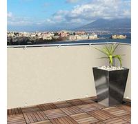 Bakaji Telo Copertura Frangivista Frangivento per Ringhiera Protezione Balcone Dimensione 600 x 90 cm in Tessuto PVC Aggancio ad Occhielli Corda 24mt Inclusa (Beige)