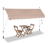 BAKAJI Tenda da Sole Balcone 300 x 120 cm con Gambe di Supporto Regolabili Installazione ad Incastro Parasole Avvolgibile Esterno Giardino a Manovella Telaio in Alluminio Telo in Poliestere