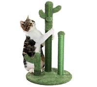BAKAJI Tiragraffi Graffiatoio 3 Cactus Con Pallina Albero Forma Pianta per Gatti Animali Felini Colore Verde con Fiore Interattivo per Unghie Antigraffio Giocattolo Stabile Resistente Robusto (34x59)