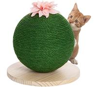 BAKAJI Tiragraffi Graffiatoio Rotondo Forma Sferica Sfera Palla per Gatti Animali Felini Colore Verde con Fiore Interattivo per Unghie Antigraffio Giocattolo Stabile Resistente Robusto Corda in Canapa