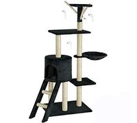BAKAJI Tiragraffi per Gatti Albero Sisal Parco Giochi Gioco x Gatto Tira Graffi per Gatti Graffiatoio a Colonna Arredo Altezza 144cm (Nero)