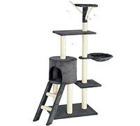 BAKAJI Tiragraffi per Gatti Albero Sisal Parco Giochi Gioco x Gatto Tira Graffi per Gatti Graffiatoio a Colonna Arredo Altezza 144cm (Grigio)