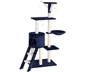 BAKAJI Tiragraffi per Gatti Albero Sisal Parco Giochi Gioco x Gatto Tira Graffi per Gatti Graffiatoio a Colonna Arredo Altezza 144cm (Blu)