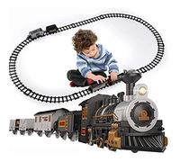 BAKAJI Trenino Far West a Batteria Giocattolo Bambini Pista Treno Elettrico con Luci e Suoni 3 Piste Componibili Curato in Ogni Dettaglio con 3 Vagoni Merci Diametro 75cm
