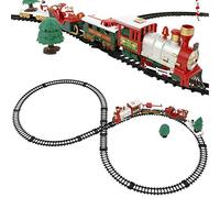 BAKAJI Trenino Natalizio sotto Albero 3in1 Locomotiva Luci Suoni con Vagoni + Slitta Babbo Natale Decorazioni Natalizie Pista Otto Dimensione 90 x 43 cm Giocattolo Bambini