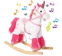 Bakaji Unicorno Cavallo a Dondolo per Bambini Con Suoni Realistici Struttura in Legno e Tessuto Peluche di qualità Giochi Infanzia (Bianco)