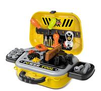 BAKAJI Valigetta Attrezzi Gioco per Bambini con 26 Accessori Realistici, Valigia Utensili per Bricolage, Fai da Te con Tracolla per Trasporto, Idea Regalo per Ragazzi, Playset per Gioco di Finzione