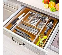 Portaposate Estensibile da Cassetto Cucina Porta Posate in Legno Bambu 46x30cm