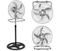 BAKAJI Ventilatore 3 in 1 a Piantana, da Tavolo e da Parete, Oscillazione Automatica e Regolazione Manuale, 3 Velocità Selezionabili, Potenza 50W, Diametro Pale da 50 cm, Base Stabile e Resistente