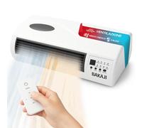 BAKAJI Ventilatore a Parete Mono Split Onda, Ventilazione Leggera a Muro per Estate, Stufa Aria Calda per Inverno, Potenza Massima 2000W, Display Led e Funzione Timer 24H, Silenzioso e Moderno