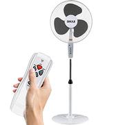 BAKAJI Ventilatore a Piantana con Telecomando, Potenza 50W 3 Velocità, Pale da 40 cm, Altezza ed Inclinazione Regolabile Fino a 130 cm, Funzione Timer, Base Rotonda, Oscillazione Orizzontale