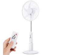 BAKAJI Ventilatore a Piantana da Terra Ricaricabile Altezza 105 cm Diametro 40 cm, Potenza 55W con Telecomando, 5 Velocità Selezionabili, Timer Programmabile fino a 30 Minuti, Base Anti Ribaltamento