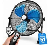 BAKAJI Ventilatore da Terra con Pale da 51 cm e Telecomando per Controllo a Distanza, Meccanismo Silenzioso e Inclinazione Regolabile, Struttura Resistente in Ferro, Ideale per Esterno e Interno
