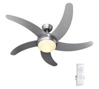 BAKAJI Ventilatore Lampadario da Soffitto 5 Pale in Legno con Lampada in Vetro S