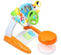 Volante Giocattolo Bambini con Pedali e Sgabello Gioco Prima Infanzia Luci Suoni