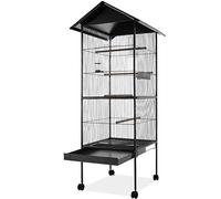 BAKAJI Voliera per Uccelli Pappagalli Canarini Parrocchetti Altezza 150/160 cm Gabbia Grande in Metallo Bird House Cassetto Estraibile per la Sabbia (160 CM)