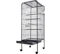 BAKAJI Voliera XXL per Uccelli Pappagalli Canarini Parrocchetti Altezza 150 cm Gabbia Grande in Metallo Bird House Cassetto Estraibile per la Sabbia, Adatta per Interno ed Esterno