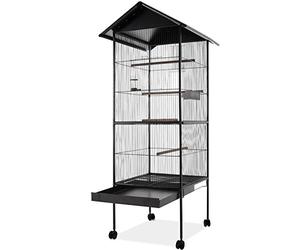 BAKAJI Voliera XXL per Uccelli Pappagalli Canarini Parrocchetti Altezza 160 cm Gabbia Grande in Metallo Bird House con Cassetto Estraibile per la Sabbia, Adatta per Interno ed Esterno