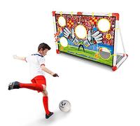 BakajiPorta da Calcio Giocattolo per Bambini Allenamento Rigori con Fori Punteggio in Tessuto Struttura in Plastica Gioco Sport Football Esterno Giardino con Pallone Dimensione 120 x 73,5 cm