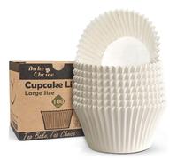 Bake Choice 100 Pezzi Pirottini per Muffin Carta Grandi,Diametro Inferiore 6,5 cm,Pirottini Muffin Carta per Feste & Matrimoni,Grande Dimensione Bianco