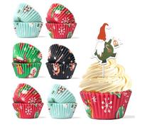 Bake Choice Pirottini per Muffin Carta, 400 pezzi con 12 Toppers, Mini Pirottini Muffin Cupcake Natalizi per Feste Natale,Compleanno