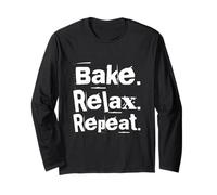 Bake Relax Repeat Hi I'm The Baker It's Me Funny Baker Citazione Maglia a Manica