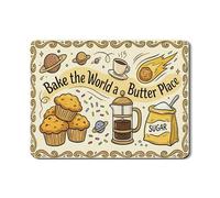 Bake the World a Butter Place - Tappetino scolapiatti per bancone della cucina, divertente tappetino in gomma assorbente retrò per scolapiatti e bar, 45,7 x 61 cm