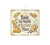 Bake the World a Butter Place - Tappetino scolapiatti per bancone della cucina, tappetino assorbente vintage in microfibra, stile retrò, 40,6 x 45,7 cm