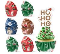 BakeChoice 400 pezzi Pirottini Per Muffin Carta,con 12 Toppers,Il diametro Inferiore è di 3,5 cm,Perfetto per Feste di Natale,Dolci Fatti in Casa ed Eventi Scolastici